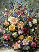 unknow artist Floral, beautiful classical still life of flowers.083 oil painting on canvas